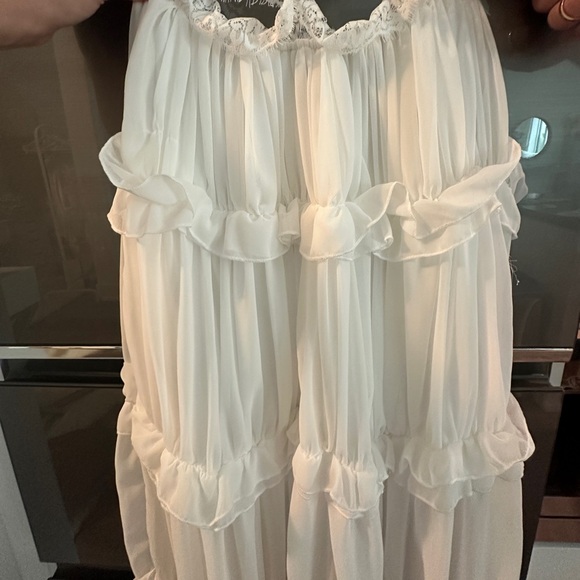 BRIDE / WEDDING / HONEYMOON WHITE BACKLESS RUFFLE MAXI DRESS - Picture 6 of 7